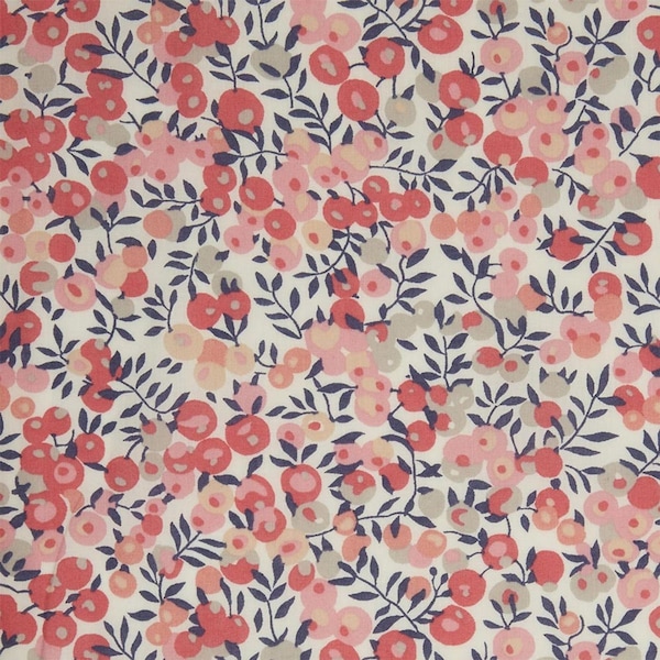 coupon tissu motif LIBERTY corail rose wiltshire