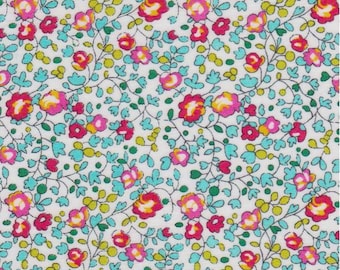 coupon tissu motif LIBERTY rose turquoise eloise