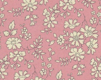 coupon tissu motif LIBERTY rose poudré capel