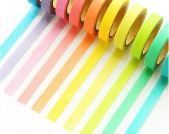 10 masking tape washi multicolore arc en ciel