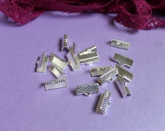 10 wide tips clip silver metal ribbon