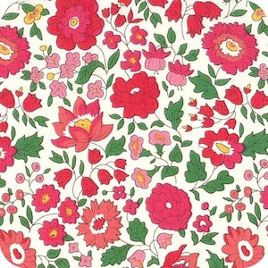 coupon fabric LIBERTY red rose motif with anjo