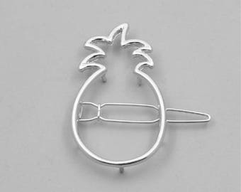 barrette ananas métal ARGENT