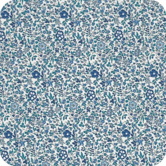 Coupon De Tissu Coton Fleuri Bleu - 1 Pièce Neuf, Motif Fleurs (France)