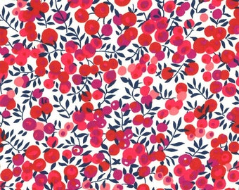 coupon tissu motif LIBERTY rouge blanc wiltshire