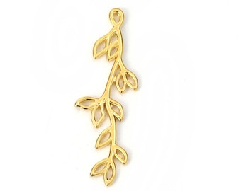 10 Pendentifs Breloques Branche et FEUILLE 45mm x 15mm Couleur Argenté
