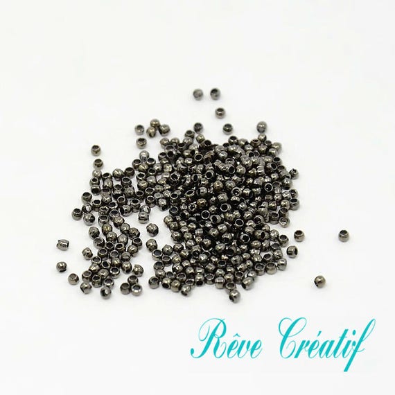 100 Caches noeud Perles à écraser 3mm Gris Foncé Noir Gunmetal Hématite