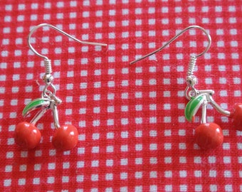 pair of cherry red earrings