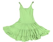 NANSO Finland Dress Green Tiered Ruffle Skirt Mini Dress Modal Y2k Scandinavian Size XS Tiered Skirt Light Green Summer Dress Vintage
