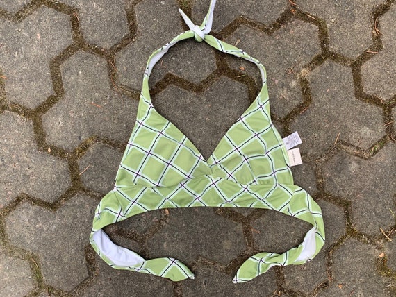 Vintage 90s Bikini Top Halter Neck Merona Green Plaid Print Padded Swimwear  Top Cami 00s Fashion Dainty Self Tie Wrap Neck Fairy Size M - Etsy