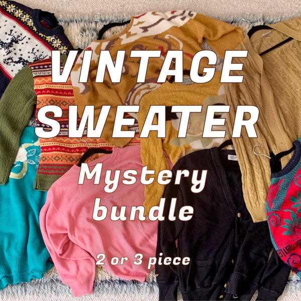 Mystery Vintage Sweater Bundle Box Style Bundle 80s 90s Sweaters Colourful Vintage Fashion Wool Cardigan Sweater Jumper Retro Abstract Gift