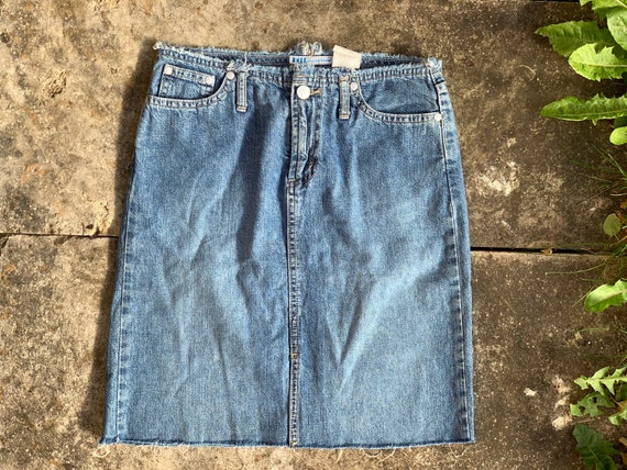 Vintage 90s Y2K Denim Mini Skirt High Waisted Lig… - image 1