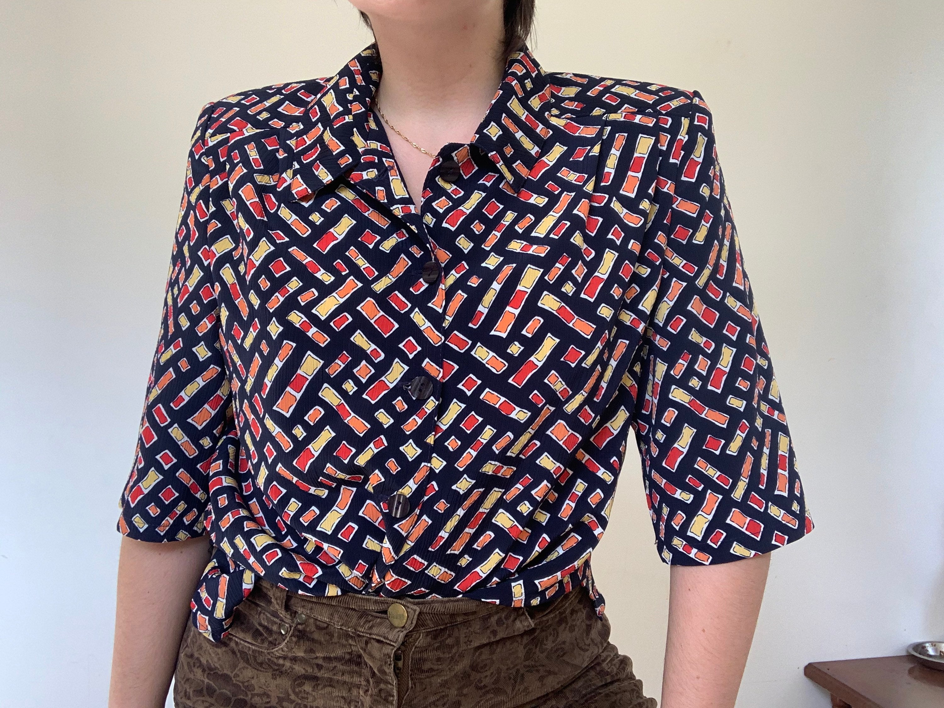 Vintage 1980s Soviet Button up Shirt Retro Shoulder Pads Dark Blue Colourful Womens Unisex Shirt Button up Shirt Blouse Size XL Baggy - Etsy Vintage 1980s Soviet Button up Shirt Retro Shoulder Pads Dark Blue Colourful Womens Unisex Shirt Button up Shirt Blouse Size XL Baggy - Etsy