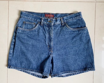 Vintage 90s Light Denim Shorts LOGG Mom Jeans Shorts Plus Size 44 Womens Jean Shorts Rolled 80s 90s Fashion Jeans Light Blue Wash High Waist