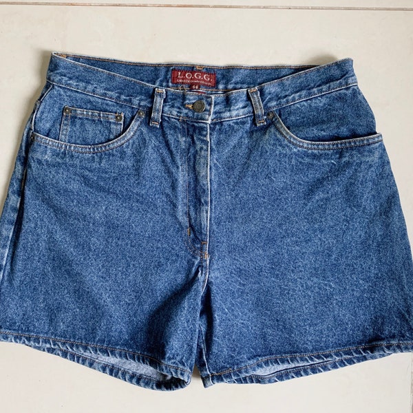 Vintage 90s Light Denim Shorts LOGG Mom Jeans Shorts Plus Size 44 Womens Jean Shorts Rolled 80s 90s Fashion Jeans Light Blue Wash High Waist