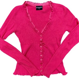 Vintage Y2k Cardigan Soaked in Luxury Dainty Pink Button up - Etsy UK