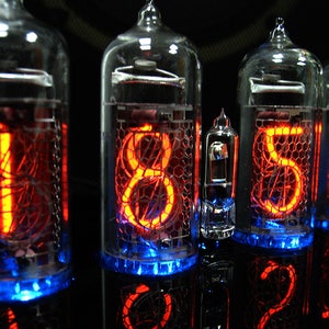 Nixie Tubes Clock with 4 pieces IN-14 rare tubes with RGB backlight Alarm and Chimes image 1