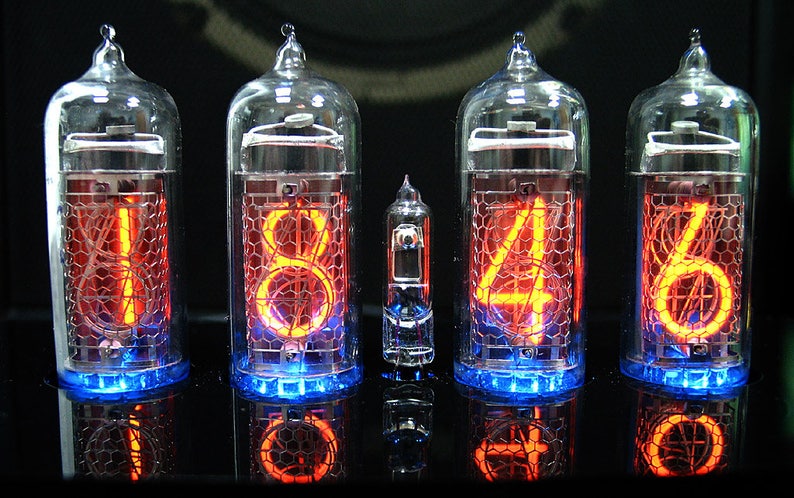 Nixie Tubes Clock with 4 pieces IN-14 rare tubes with RGB backlight Alarm and Chimes image 5