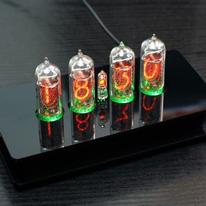 Nixie Tubes Clock with 4 pieces IN-14 rare tubes with RGB backlight Alarm and Chimes image 3