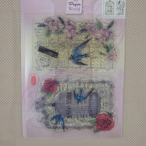 Set  de tampons transparents motifs vintage oiseaux