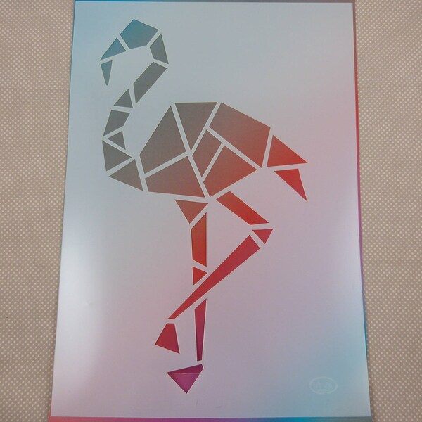 Pochoir souple stencil "flamant rose" en plastique