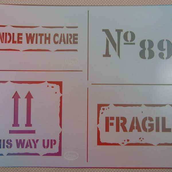 Pochoir souple stencil "Fragile" en plastique