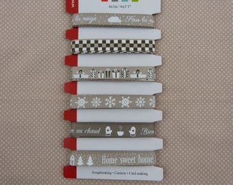 Assortment of ribbons taupe and white winter