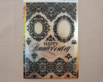 Set of transparent stamps, baroque, birthday