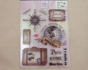 Set of transparent stamps: travel