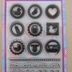 Juego de sellos transparentes de montaje con motivos de bebé