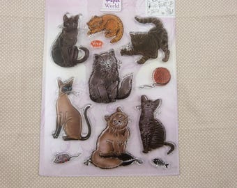 Set  de tampons transparents motifs : chats