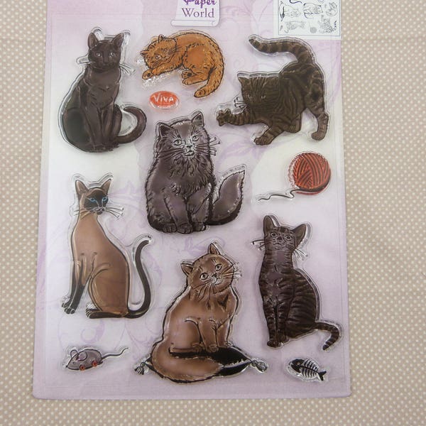 Set  de tampons transparents motifs : chats