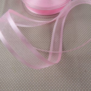 Ruban (X2 m) organza bordé de satin rose