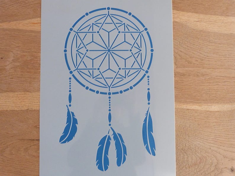 Flexible plastic dreamcatcher stencil stencil image 1