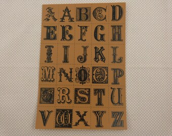 Planche d'autocollants en cuir "vintage" alphabet