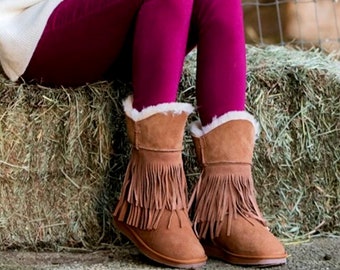 Womens Hippie Sheepskin Boots 2 Colors 