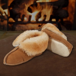 Mens Soft Sole Sheepskin Boot Slippers 3 Colors Made To Order In USA