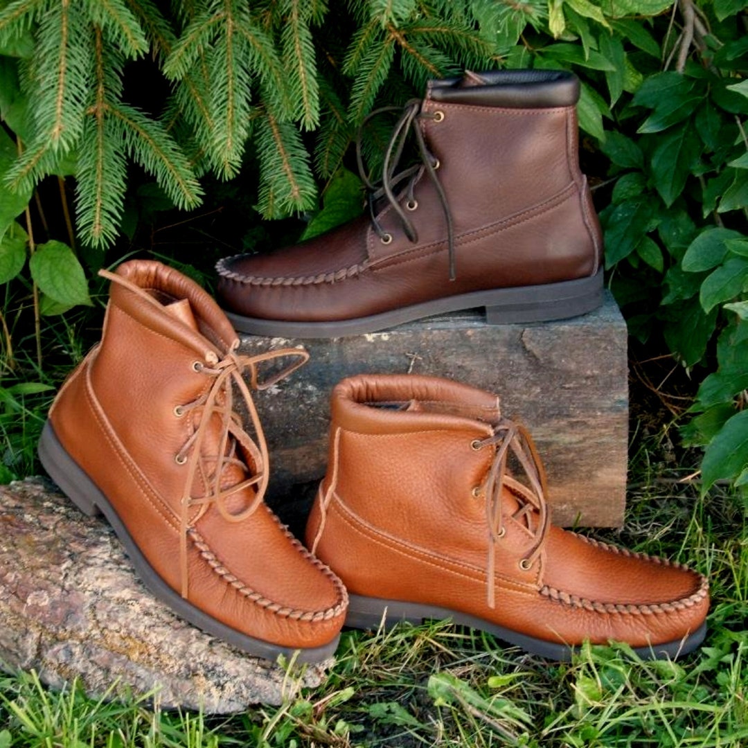 Mens Rubber Sole Leather Walking Boots Made to Order in USA - Etsy