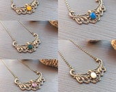 Sasha Art Deco necklace with mother of pearl cabochon or semi precious stone