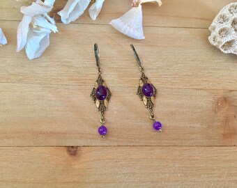 Boucles d`Oreilles Art Déco Noir Argenté Metal Class Rétro Mariage Cadeau EE 2