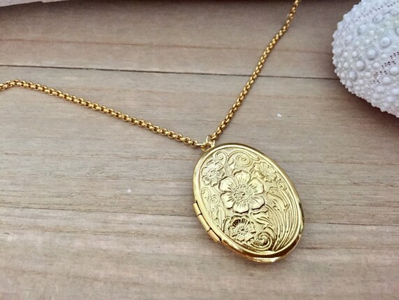 Gold locket clearance necklace etsy