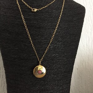 Long Art Deco inspired locket necklace featuring semi-precious cabochon image 5