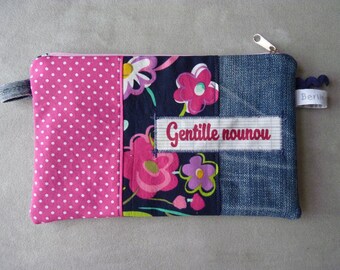 Gift nanny, thank you nanny, recycled jeans, "Gentille nanny" kit