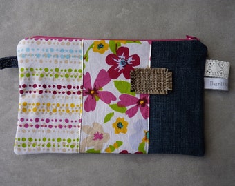 Trousse pochette, trousse maquillage, jean recyclé, cadeau fille, cadeau femme