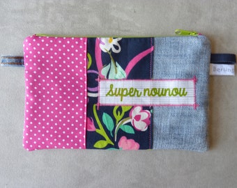 Nanny gift, "Super nanny" kit, recycled jeans, thank you nanny