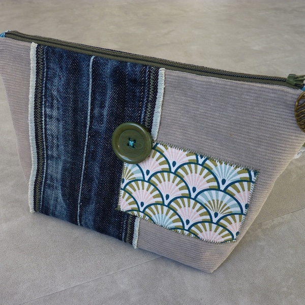 Trousse en jean, trousse maquillage, jean recyclé, cadeau femme