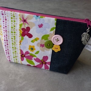 Trousse en jean, trousse maquillage, jean recyclé, cadeau femme