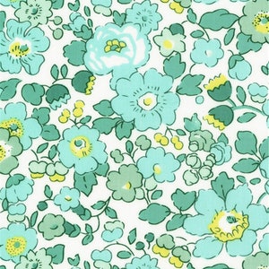 Liberty printed fabric Liberty pattern Betsy Mint and Lemon blue color