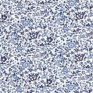 Liberty print fabric with Liberty KATIE and MILLIE pattern in blue color