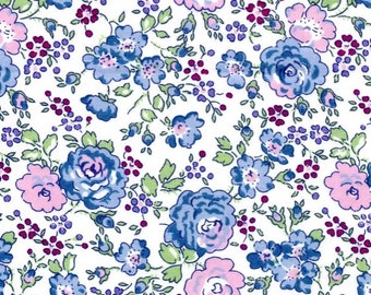 Tissu imprimé Liberty motif Felicite couleur bleu lilas